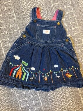 VintageOshKosh B'gosh Girls' Denim Circus Skirt Overalls - Blue with Pink Lining